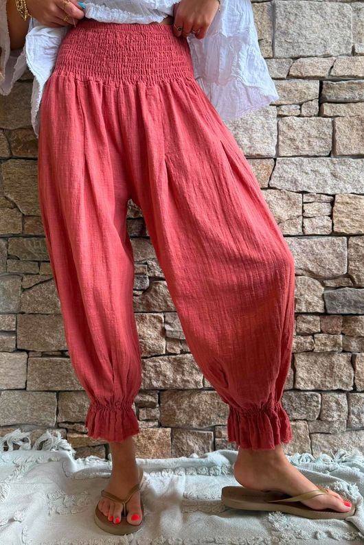 Sundaze Cheesecloth Bloomer Pant Indian Red